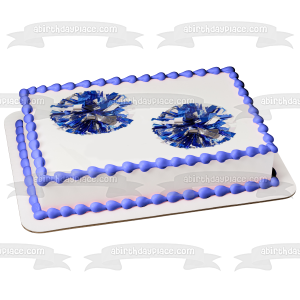 Blue and Silver Cheerleading Pom Pom s Edible Cake Topper Image ABPID55840 For Cheap