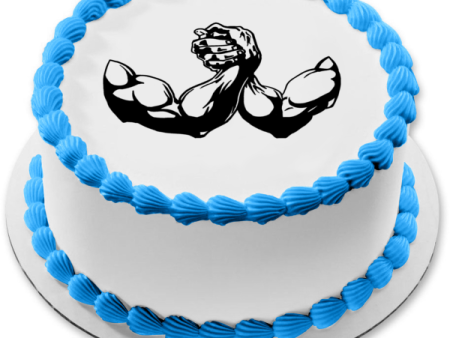 Arm Wrestling Cartoon Illustration Silhouette Edible Cake Topper Image ABPID55821 Sale