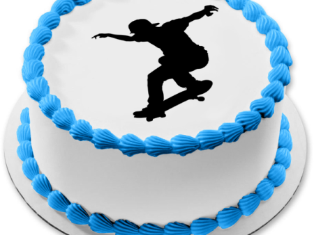 A Man Skateboarding Silhouette Edible Cake Topper Image ABPID55668 Online Hot Sale