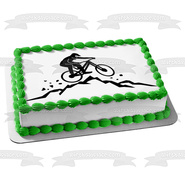 Dirt Bike Mountain Terrain Action Silhouette Edible Cake Topper Image ABPID55822 Fashion