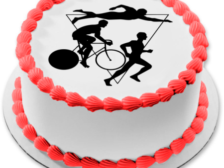 Iron Man Triathlon Athletes  Logo Silhouettes Edible Cake Topper Image ABPID55823 Cheap