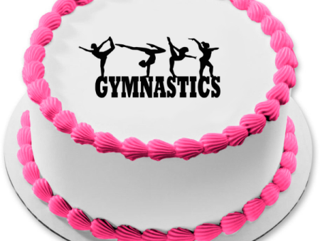 Gymnastics Action Silhouettes Edible Cake Topper Image ABPID55842 For Discount